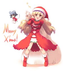  blonde_hair hijiri_byakuren nazrin santa_costume shin_(new) touhou yellow_eyes 