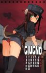  ass blush brown_hair dirty federica_n_doglio green_eyes hat italian panties red_panties shimada_fumikane sleeves_rolled_up strike_witches striker_unit tail thigh-highs thighhighs tools underwear 