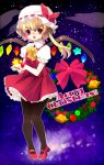  bad_id blonde_hair christmas flandre_scarlet hat ia_(artist) ia_(carat) merry_christmas pantyhose ponytail red_eyes short_hair side_ponytail solo the_embodiment_of_scarlet_devil touhou wings wreath 