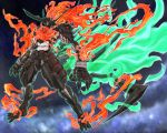  fire green_fire highres lazengann ledjoker07 no_humans tengen_toppa_gurren-lagann tengen_toppa_gurren_lagann tengen_toppa_lazengann 