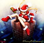  boots chimney christmas copyright_request gift gloves hat santa_boots santa_costume santa_hat solo stuck twintails ueda_metawo wink 