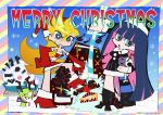  antlers christmas chuck chuck_(psg) gainax gainaxtop ghost_(psg) gun honekoneko imaishi_hiroyuki official_art official_style one_thighhigh panty_&amp;_stocking_with_garterbelt panty_(character) panty_(psg) santa_claus santa_costume single_thighhigh snow stocking_(character) stocking_(psg) sword thighhighs weapon 