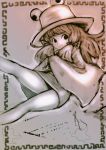  bad_id cong1991 hat monochrome moriya_suwako pantyhose solo touhou white_legwear 