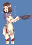  brown_eyes brown_hair cooking cropped_legs final_fantasy final_fantasy_xi frying_pan hume nosuku short_hair solo thigh-highs thighhighs translated 