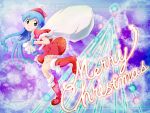  bad_id blue_eyes blue_hair boots christmas cmk_(lovepa) gloves hat highres ikamusume long_hair sack santa_costume shinryaku!_ikamusume solo wallpaper 