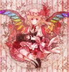  accordion blonde_hair corset flandre_scarlet flower hat instrument neme ponytail red_eyes shoes short_hair side_ponytail smile solo touhou wings 