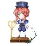  brown_hair chibi green_eyes hat heterochromia mtyy pantyhose red_eyes rozen_maiden scissors short_hair simple_background solo souseiseki standing transparent_background 