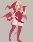  beltskirt blonde_hair boots christmas demon_tail devil drill_hair gloves hoodie original santa_claus santa_costume solo tail thigh-highs thigh_boots thighhighs weno wings 