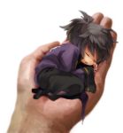  black_hair hands in_palm male miniboy ponytail raven raven_(tov) sleeping solo tales_of_(series) tales_of_vesperia white_background yoshida_nishi 
