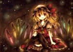  blonde_hair flandre_scarlet hat open_mouth red_eyes sitting star thigh-highs thighhighs touhou traditional_media wings wiriam07 