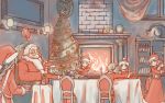  bookshelf christmas_tree feast fire_place food original santa_claus santa_clause shiba_murashouji 