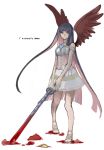  angel_wings blood blue_eyes dark_persona engrish halo highres long_hair multicolored_hair panty_&amp;_stocking_with_garterbelt ranguage solo spoilers stocking_(character) stocking_(psg) sword toyger two-tone_hair weapon wings 