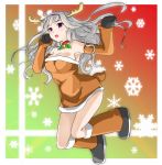  antlers bad_id christmas hooves idolmaster long_hair minazuki_randoseru oudanhodou purple_eyes reindeer_costume shijou_takane silver_hair tail violet_eyes 