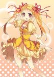  blonde_hair dress kasugano_urara orange_background precure twintails yellow_dress yes!_precure_5 yukiwo 