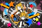  blue_eyes highres instrument kagamine_len kagamine_rin keyboard keyboard_(instrument) piano_keys sakisato_kiriko siblings smile star twins vocaloid wink 