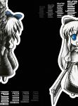  blackmorass blue_eyes bow doll hair_bow hourai hourai_doll monochrome open_mouth shanghai shanghai_doll smile spot_color touhou traditional_media weapon 