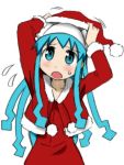  blue_eyes blue_hair christmas hat ikamusume santa_costume santa_hat shinryaku!_ikamusume solo tentacle_hair 