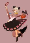  ahoge animal_ears basket boots calligraphy_brush capelet cross-laced_footwear grey_hair jewelry lace-up_boots minigirl mizuirom mouse mouse_ears mouse_tail nazrin paintbrush pencil pendant red_eyes ribbon short_hair solo standing tail tail_ribbon touhou 