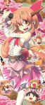  fang horns ibuki_suika microphone minigirl nichi_doriimu open_mouth orange_hair ribbon solo touhou 