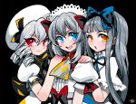  alternate_color blush bow drill_hair grey_hair hair_bow hat kimimaru long_hair luna_child multiple_girls red_eyes short_hair simple_background star star_sapphire sunny_milk touhou yellow_eyes 