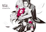  1boy 1girl aguren austria_(hetalia) axis_powers_hetalia couple flower hug hug_from_behind hungary_(hetalia) letter pink pink_rose rose 