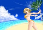  210ten beach bikini blonde_hair short_hair swimsuit yellow_eyes 