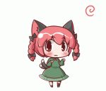  :3 animal_ears animated animated_gif blush braid cat_ears cat_tail chibi dancing gif hypnotic kaenbyou_rin looking_at_viewer lowres maitora multiple_tails parody red_eyes red_hair redhead short_hair simple_background solo tail touhou twin_braids 