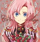  blue_eyes boquet boquete bouquet bust epaulettes flower heart long_hair pink_hair red_rose rose shinoasa shoujo_kakumei_utena smile solo tenjou_utena 