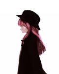  alternate_costume coat hat long_hair oolong_tea_(artist) patchouli_knowledge pink_hair profile solo touhou 