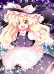  :d aozora_market blonde_hair hat kirisame_marisa long_hair open_mouth outstretched_arm smile solo star touhou witch witch_hat yellow_eyes 