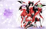  black_legwear boots christmas hat high_heels kaenbyou_rin komeiji_koishi komeiji_satori long_hair multiple_girls reiuji_utsuho ribbon santa_costume santa_hat shoes short_hair side_b thigh_boots thighhighs touhou wings 