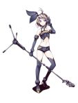  full_body kagamine_rin kibou_no_bashi_to_jiyuu_no_mahou_(vocaloid) microphone microphone_stand simple_background thigh-highs thighhighs torigoe_takumi vocaloid white 