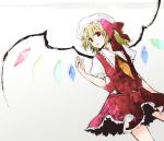  bad_id blonde_hair flandre_scarlet hat icylove red_eyes simple_background solo touhou wings 