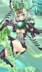  elbow_gloves female garter_belt gatakiriba_(ooo_combo) genderswap gloves green green_eyes green_hair heterochromia kamen_rider kamen_rider_ooo kamen_rider_ooo_(series) personification red_eyes rider-tan shisaki_tayu solo 