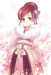  bad_id checkered cure_blossom flower hagiwara_rin hair_ornament hanasaki_tsubomi heartcatch_precure! japanese_clothes kimono magical_girl precure red_eyes red_hair redhead solo 