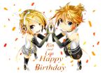  ayano_(irodori) blonde_hair bright child collar detached_sleeves highres kagamine_len kagamine_len_(append) kagamine_rin kagamine_rin(append) kagamine_rin_(append) shota siblings twins vocaloid vocaloid_append 
