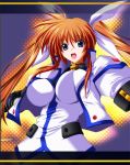  breasts brown_hair large_breasts long_hair lyrical_nanoha mahou_shoujo_lyrical_nanoha mahou_shoujo_lyrical_nanoha_strikers nanairo_souga souga_nanairo takamachi_nanoha twintails 