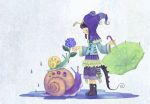  drop flower hat monster_girl original sebascha snail solo standing tail umbrella water 