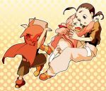  child darry_adai gimmy hug lowres mask orange_hair pink_hair ponytail rossiu scared tears tengen_toppa_gurren-lagann tengen_toppa_gurren_lagann young 