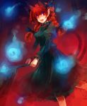  animal_ears braid cart cat_ears cat_tail dress extra_ears floating_skull hands kaenbyou_rin multiple_tails pointy_ears red red_eyes red_hair redhead skull solo tail touhou twin_braids twintails ukyo_rst 