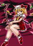  ascot blonde_hair bow flandre_scarlet hat lili_(artist) lilish red_eyes short_hair smile solo the_embodiment_of_scarlet_devil touhou wings 