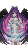  black_wings blood blue_eyes dark_persona multicolored_hair panty_&amp;_stocking_with_garterbelt spoilers stocking_(character) stocking_(psg) sword thighhighs two-tone_hair weapon wings yunare 