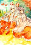  bad_id fujiwara_no_mokou highres houraisan_kaguya multiple_girls touhou traditional_media wako_(level5) watercolor_(medium) 