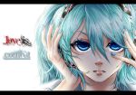  akiakane blue_eyes blue_hair hands_on_headphones hatsune_miku headphones migikata_no_chou_(vocaloid) vocaloid 