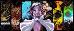  absurdres antisukil crescent crescent_moon hat highres long_hair long_image patchouli_knowledge purple_eyes purple_hair solo touhou violet_eyes wide_image 