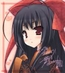  black_hair blush highres japanese_clothes kimono long_hair moekibara_fumitake nue_(tayutama) red_eyes ribbon tayutama 