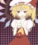  bad_id flandre_scarlet hand_to_mouth maronii red_eyes smile solo the_embodiment_of_scarlet_devil touhou 