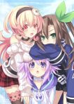  :d :o bare_shoulders belt blush breast_rest breasts brown_hair choujigen_game_neptune collar compa compile_heart detached_sleeves flat_chest green_eyes hair_ornament hair_ribbon hairband hoodie idea_factory if_(choujigen_game_neptune) jacket long_hair long_sleeves looking_at_viewer multiple_girls neptune_(choujigen_game_neptune) official_art open_mouth pink_eyes pink_hair plaid purple_eyes purple_hair purple_heart ribbon short_hair shorts skirt sleeves_past_wrist smile sweater tartan thigh-highs thighhighs tsunako twintails very_long_sleeves violet_eyes zettai_ryouiki 