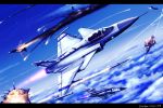  ace_combat_zero aerial_battle afterburner airplane battle cloud clouds commentary condensation_trail contrail crush debris dogfight explosion f-14 fighter_jet fire flying jet letterboxed missile saab_gripen sky war zephyr164 