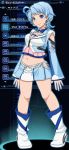  akito_(owata11) al-3_alice android blue_eyes blue_hair detached_sleeves highres midriff parody project_diva project_diva_2nd skirt super_robot_wars super_robot_wars_l vocaloid 